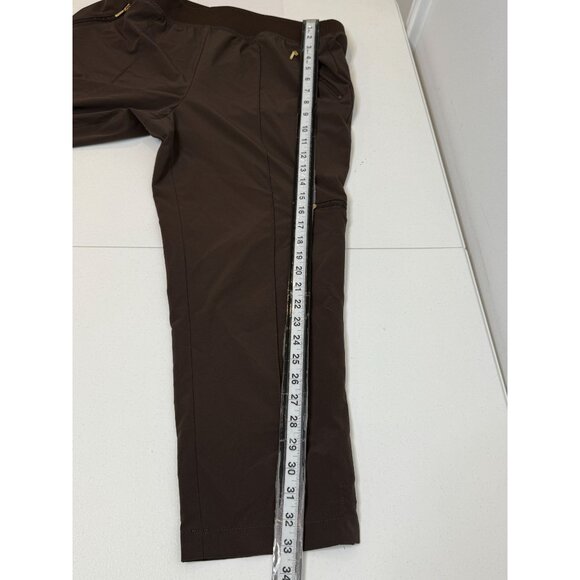 Chico’s Zenergy Pants Womens 1 M Brown Gold Zip Capri Pull On Stretch Athleisure - Picture 10 of 16